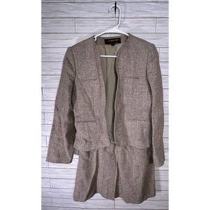 Vintage Peabody House Womens Suit Skirt Blazer 9 10 Tan Wool/Nylon Blend Romania
